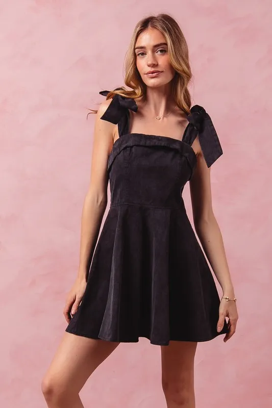 Fit and Flare Washed Gameday Dress - Black