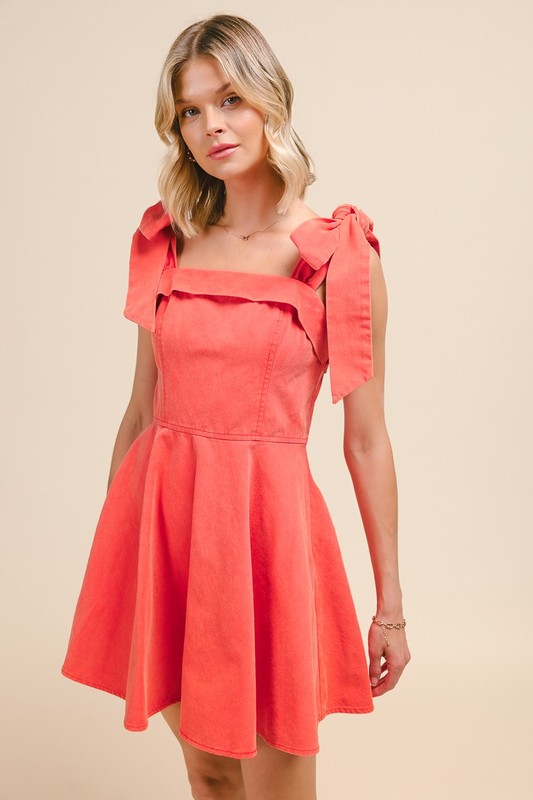 Fit and Flare Washed Gameday Dress - Orange