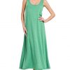 French Terry Twisted Strap Midi Dress - K Green