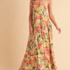 Fruit Print Square Neck Maxi Cami Dress - Blue Citrus