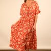 Full Size Oversized Printed Shirt Midi Dress Plus Size - Sunset Mix