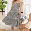 Gingham Detail Washed Dress - Black