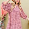Leopard Print Baby Doll Mini Dress - Mauve