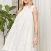 Loose Textured Babydoll Dress - Ivory