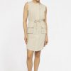 Versatile Drawstring Waist Tank Dress - Green Khaki