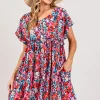 Floral Button Down Short Sleeve Mini Dress - Multi