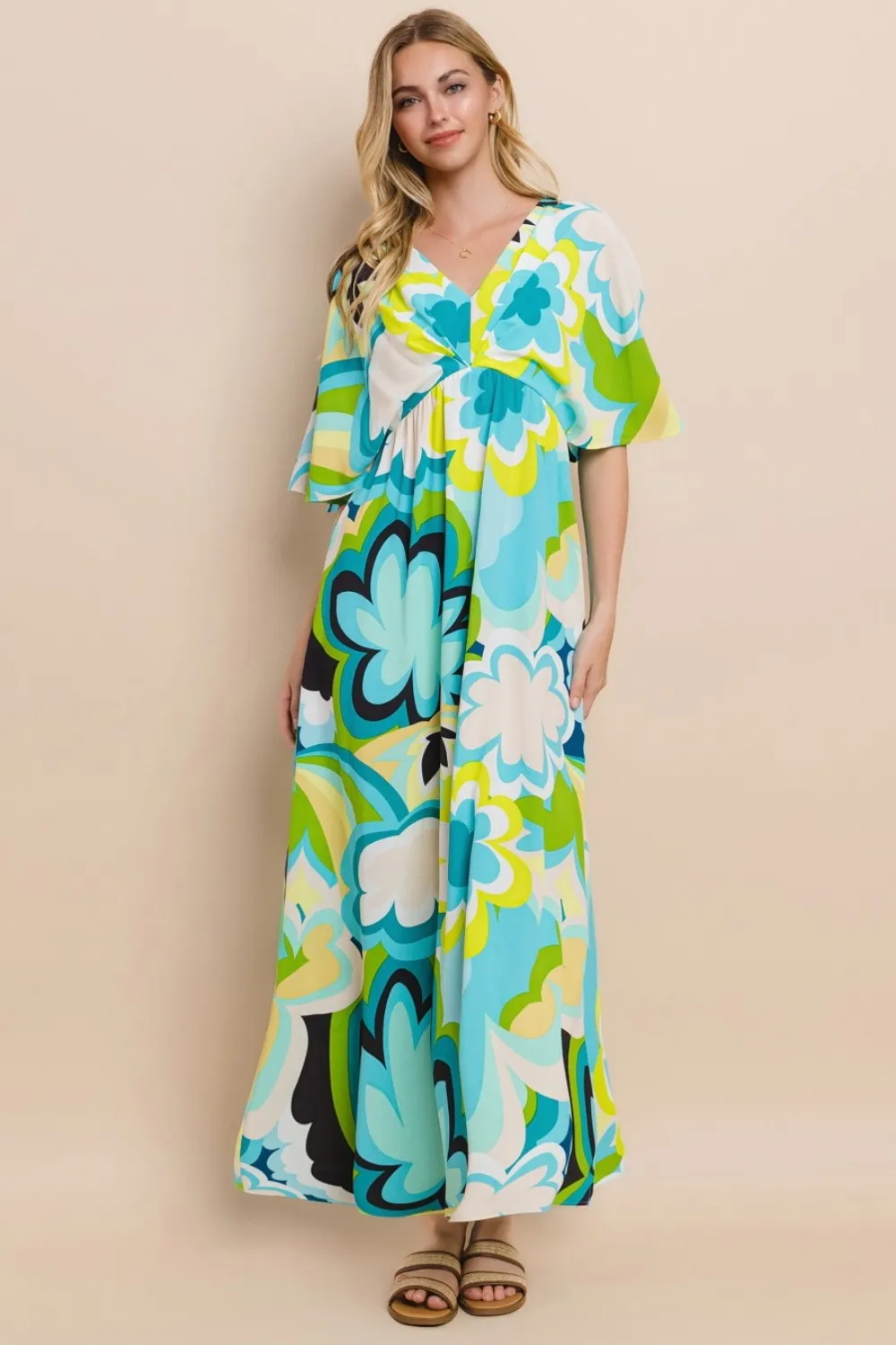 Floral-Printed-Slit-Maxi-Dress-Blue-Yellow-1