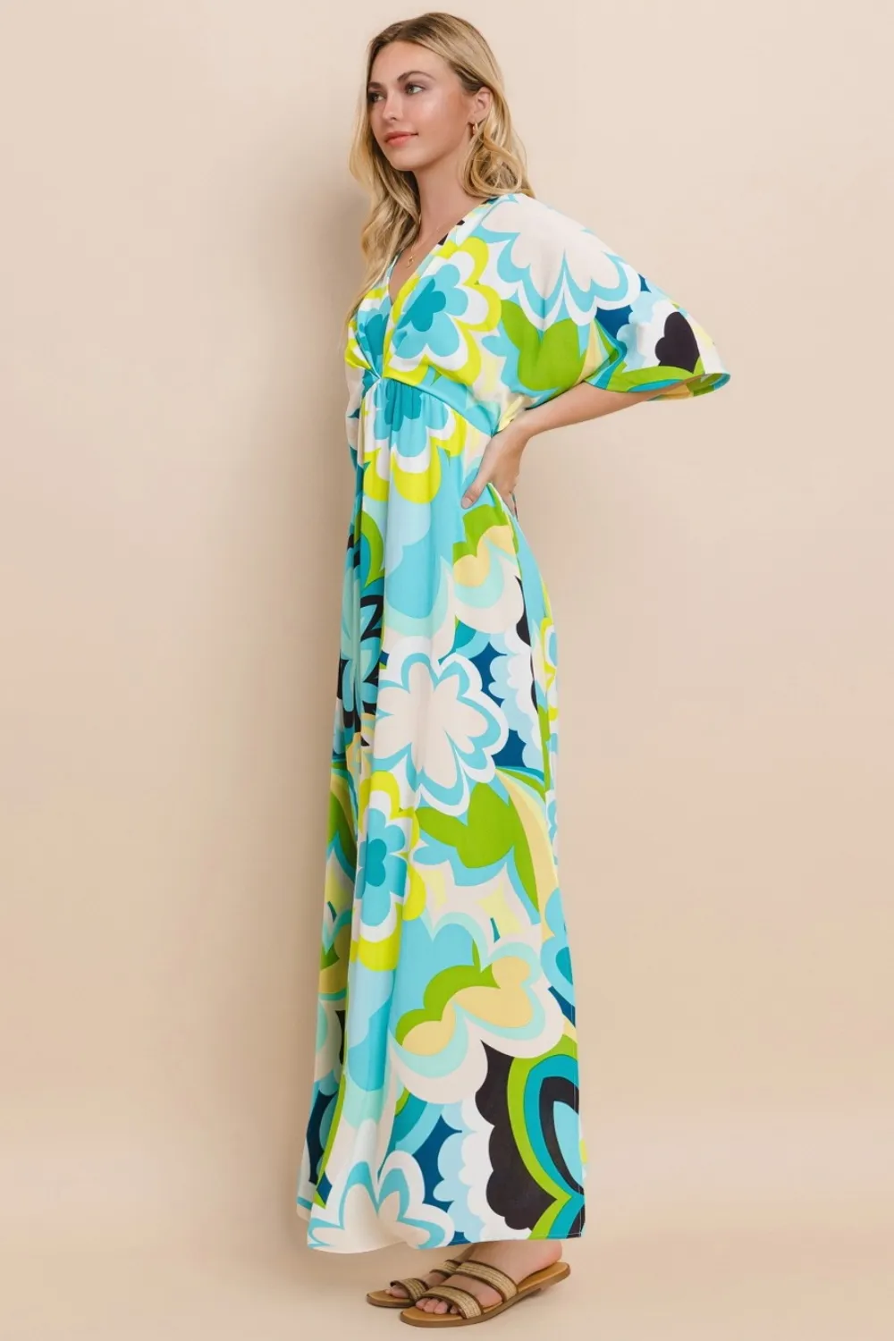 Floral-Printed-Slit-Maxi-Dress-Blue-Yellow-3