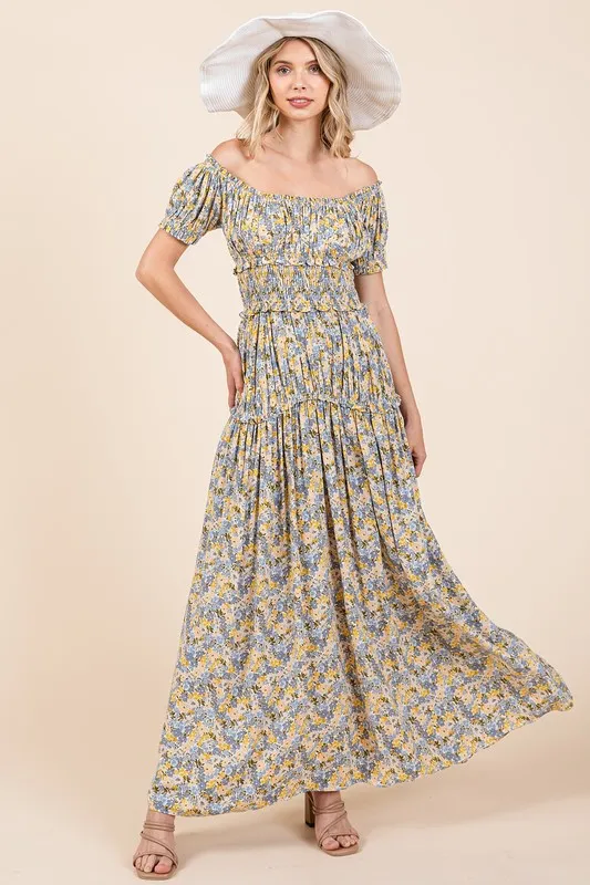 Flower-Print-Puff-Sleeve-Gathered-Maxi-Dress-Light-Blue-1