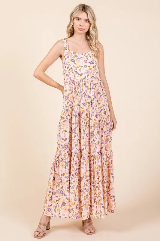 Flower-Print-Tiered-Sleeveless-Empire-Maxi-Dress-Sherbet-1