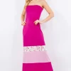 Full Size Color Block Tube Maxi Dress Plus Size - Deep Rose