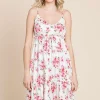 Full Size Floral Frill Cami Dress - Ivory