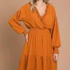 Full Size Frill Smocked Lantern Sleeve Mini Dress - Ginger