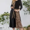 Full Size Multi Pattern Front Tie Midi Dress Plus Size - Leopard