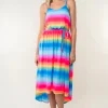 Full Size Ombre Striped Midi Cami Dress - Multi