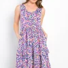Full Size Print Wrinkle Free Ruffled Dress - Lavender