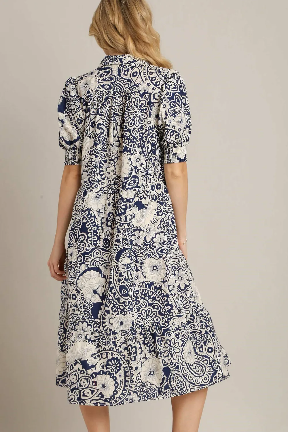 Full-Size-Printed-Smocked-Cuff-Puff-Sleeve-Midi-Dress-Plus-Size-Dark-Blue-2