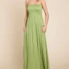 Full Size Smocked Cami Maxi Dress with Pockets - Happy Olive