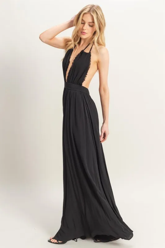 Halter-Neck-Fitted-Waist-Flowy-Maxi-Dress-Black-3