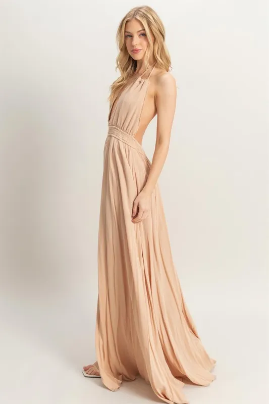 Halter-Neck-Fitted-Waist-Flowy-Maxi-Dress-Camel-3