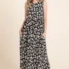 Leopard Maxi Dress with Pockets - Black