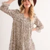 Leopard Ruffle Hem Woven Mini Dress - Ivory