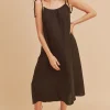 Midi Cami Dress with Pockets - Black