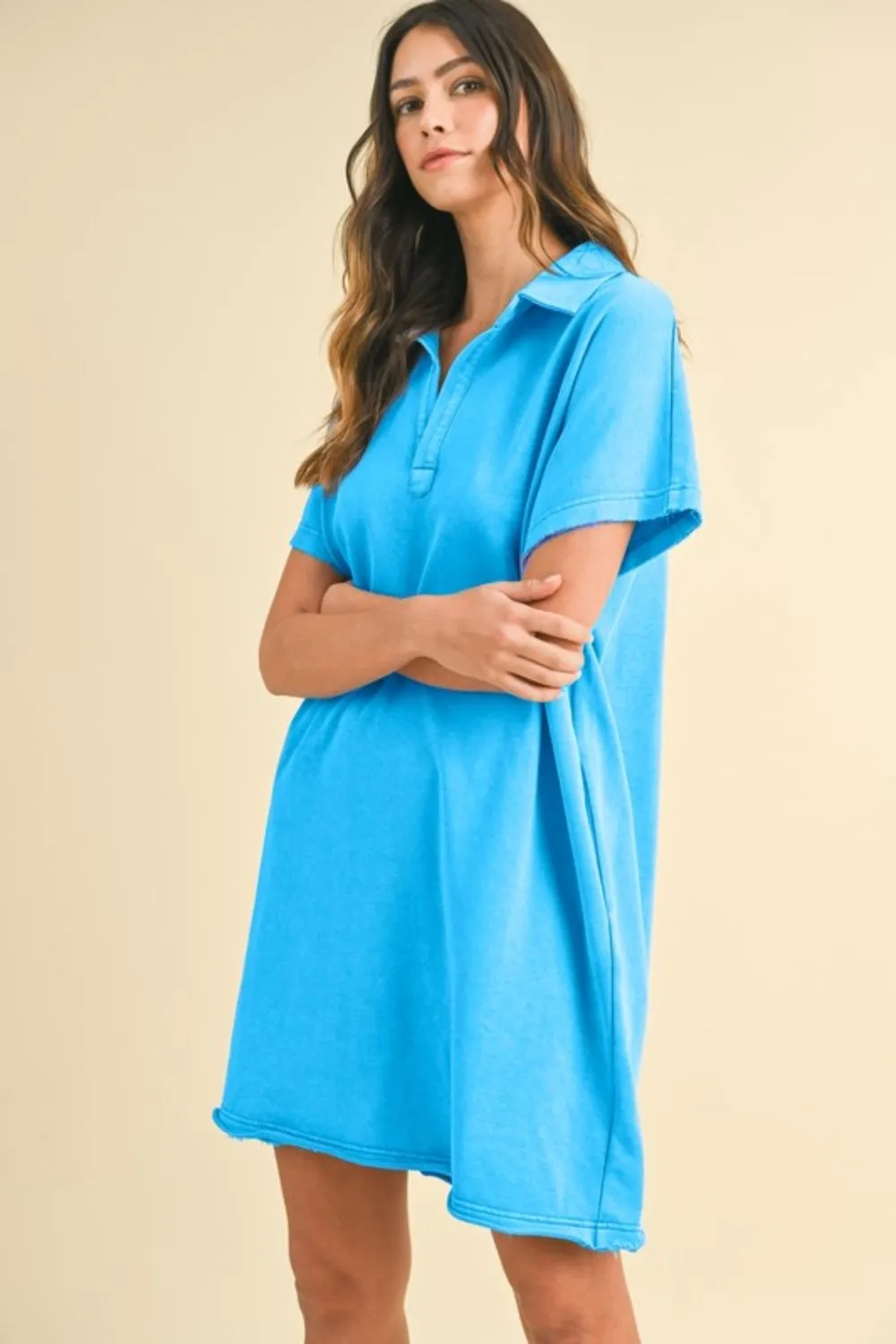 Mineral-Washed-Johnny-Collar-Short-Sleeve-Dress-Sky-Blue-1