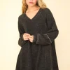 Mineral Washed Oversized A-Line Mini Dress - Black