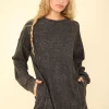 Mineral Washed Oversized Sweatshirt Mini Dress - Black