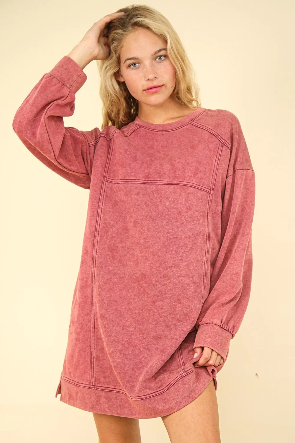 Mineral-Washed-Oversized-Sweatshirt-Mini-Dress-Magenta-1