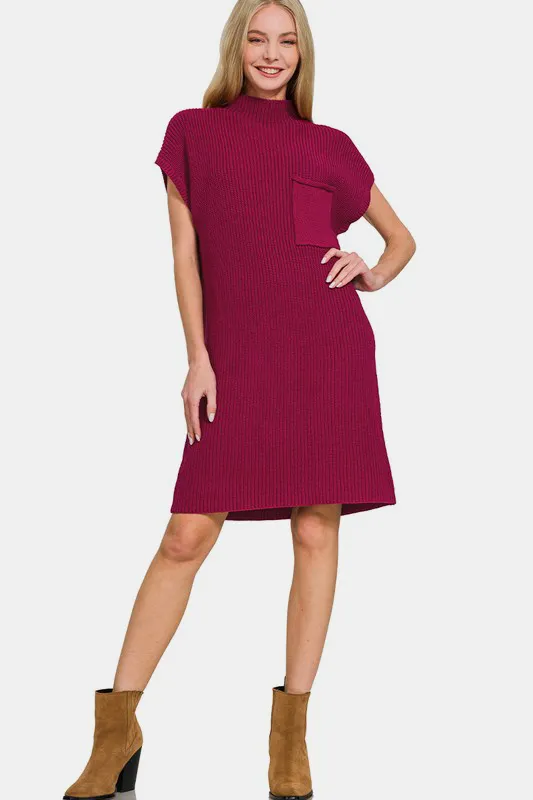 Mock-Neck-Short-Sleeve-Sweater-Dress-Cabernet-3