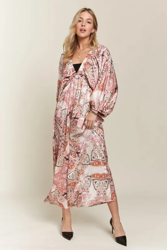 Printed-V-Neck-Batwing-Sleeve-Dress-Pale-Blush-3