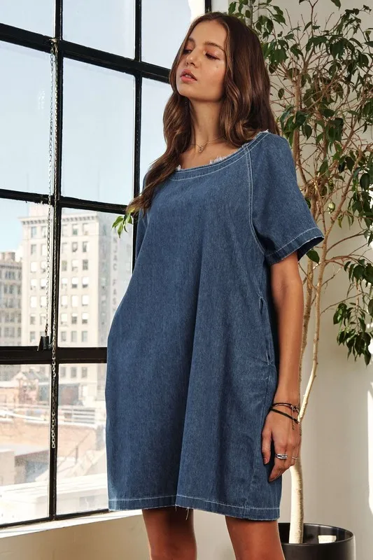 Raw-Hem-Mini-Denim-Dress-with-Pockets-Dark-4