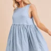 Round Neck Mini Tank Dress - Light Blue