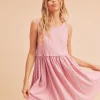 Round Neck Mini Tank Dress - Pink
