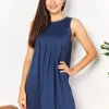 Round Neck Sleeveless Mini Dress - Dark Blue