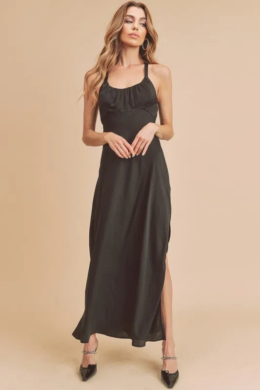 Ruched-Side-Slit-Cutout-Back-Maxi-Cami-Dress-Black-2