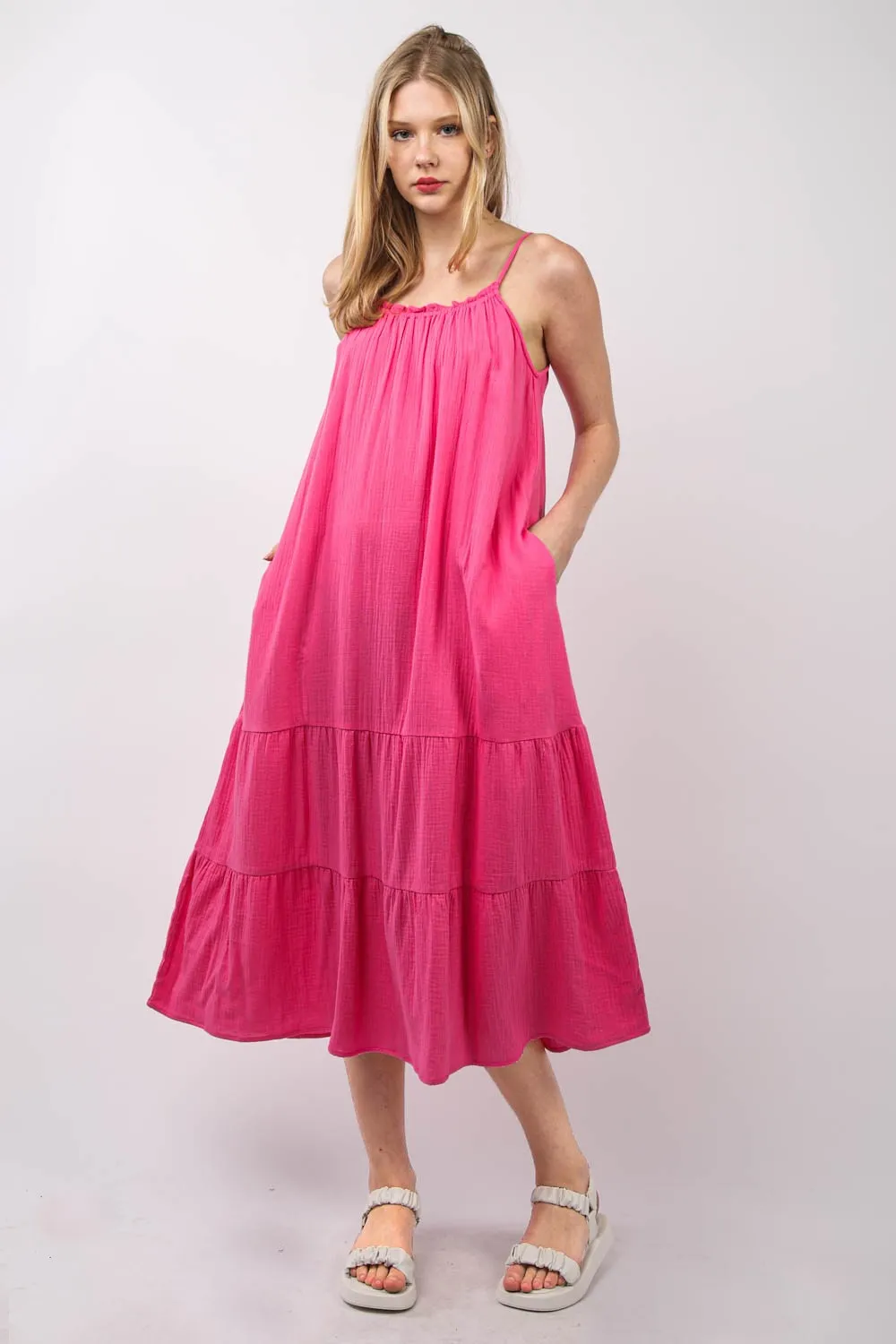 Ruffled-A-Line-Midi-Cami-Dress-Fuchsia-1