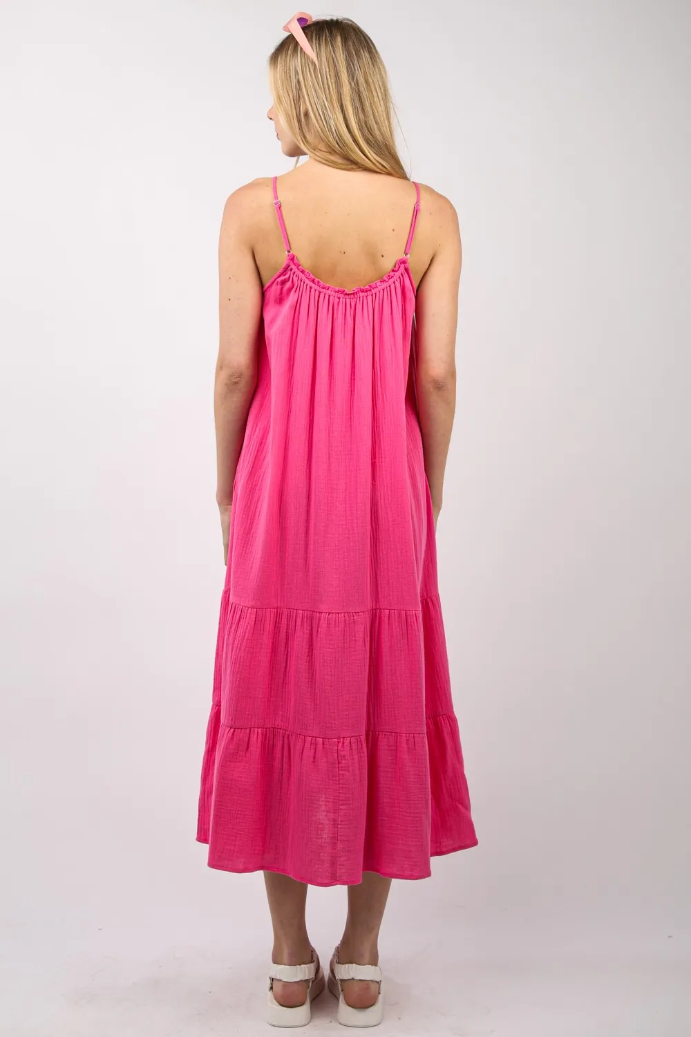 Ruffled-A-Line-Midi-Cami-Dress-Fuchsia-2