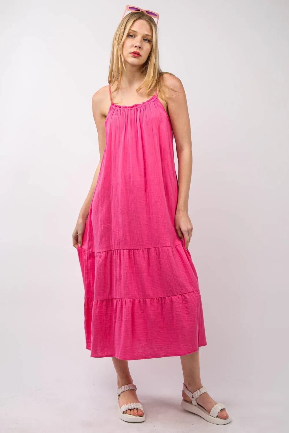 Ruffled-A-Line-Midi-Cami-Dress-Fuchsia-4