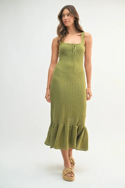 Ruffled-Hem-Sleeveless-Crochet-Knit-Midi-Dress-Dk-Kiwi-2