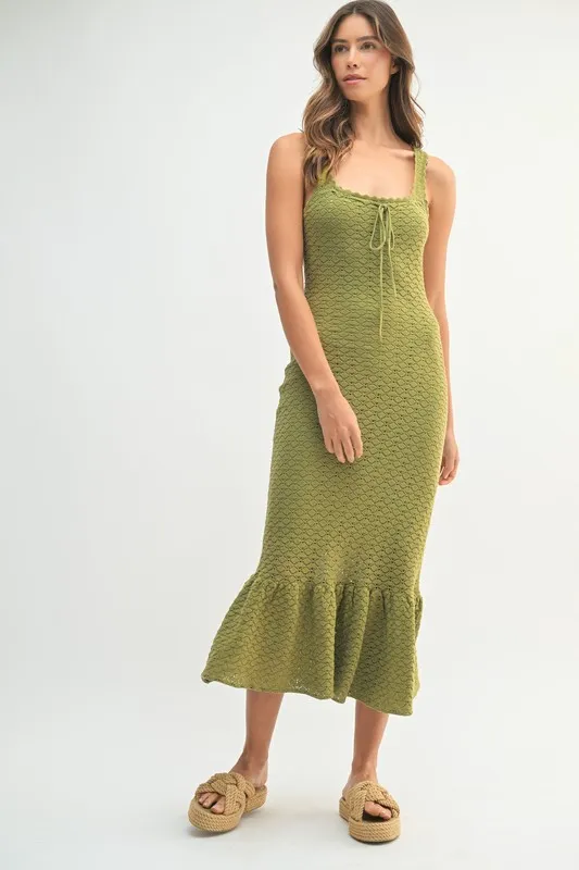 Ruffled-Hem-Sleeveless-Crochet-Knit-Midi-Dress-Dk-Kiwi-4