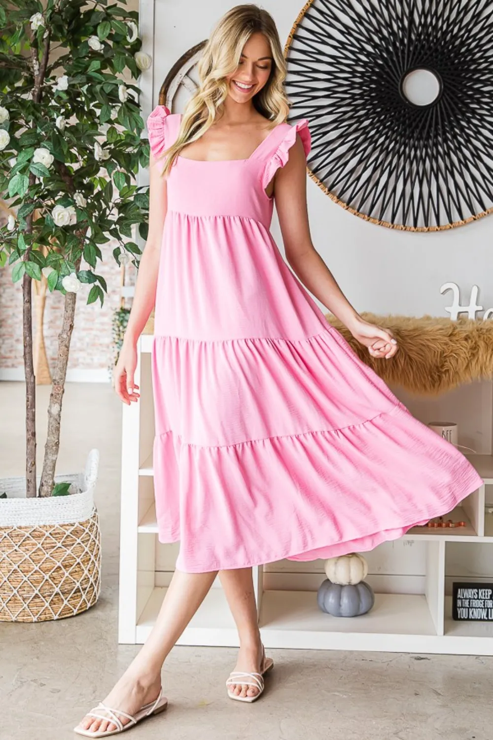 Ruffled-Sleeveless-Tiered-Midi-Dress-Bubble-Pink-3