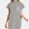 Short Sleeve Sweater Mini Dress - Grey
