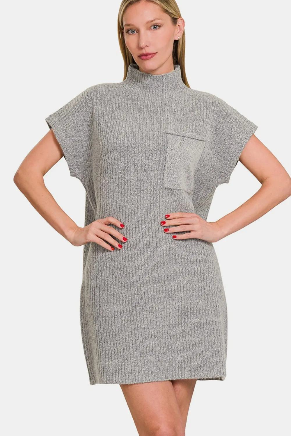 Short-Sleeve-Sweater-Mini-Dress-Grey-2