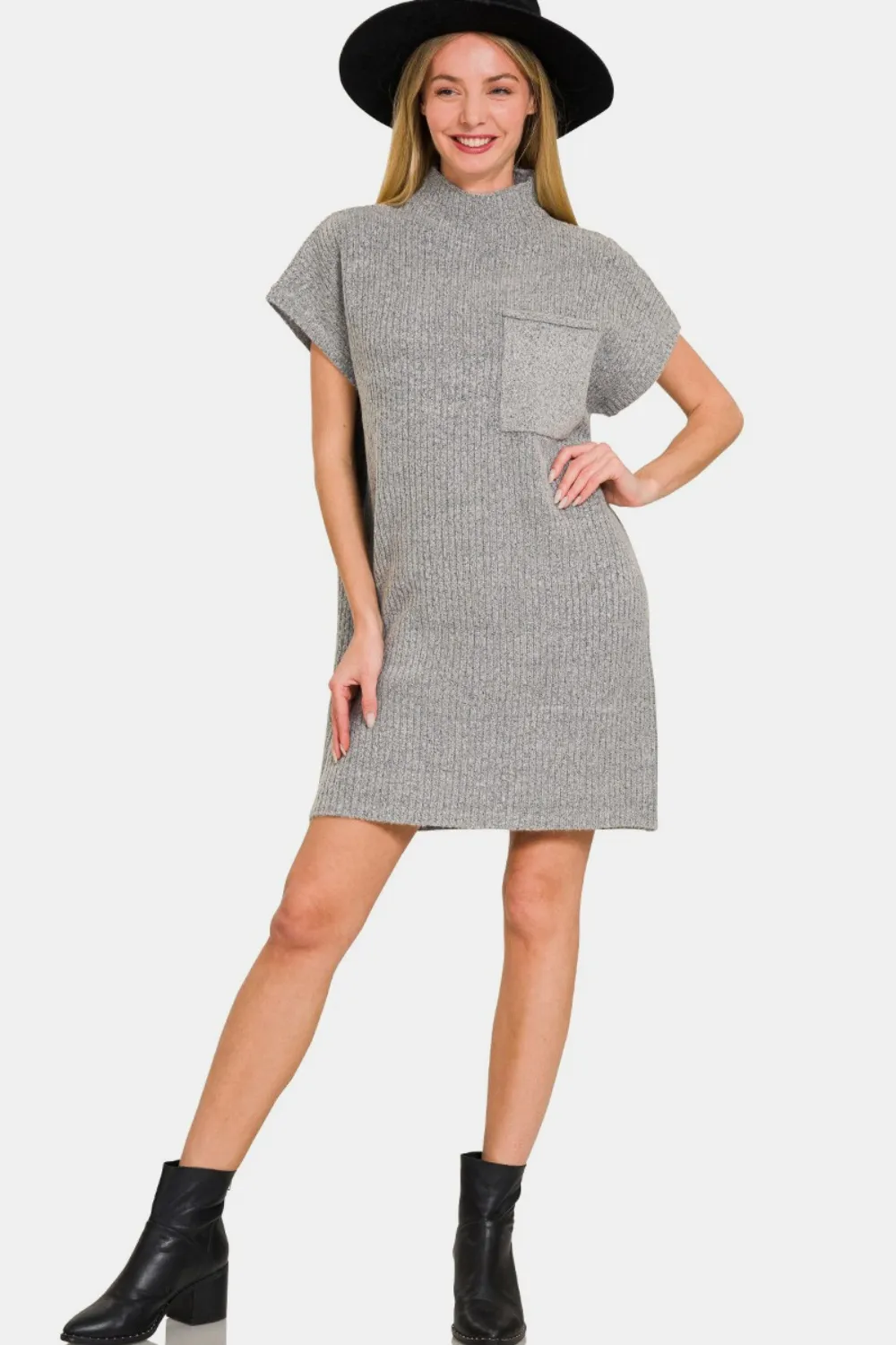 Short-Sleeve-Sweater-Mini-Dress-Grey-3