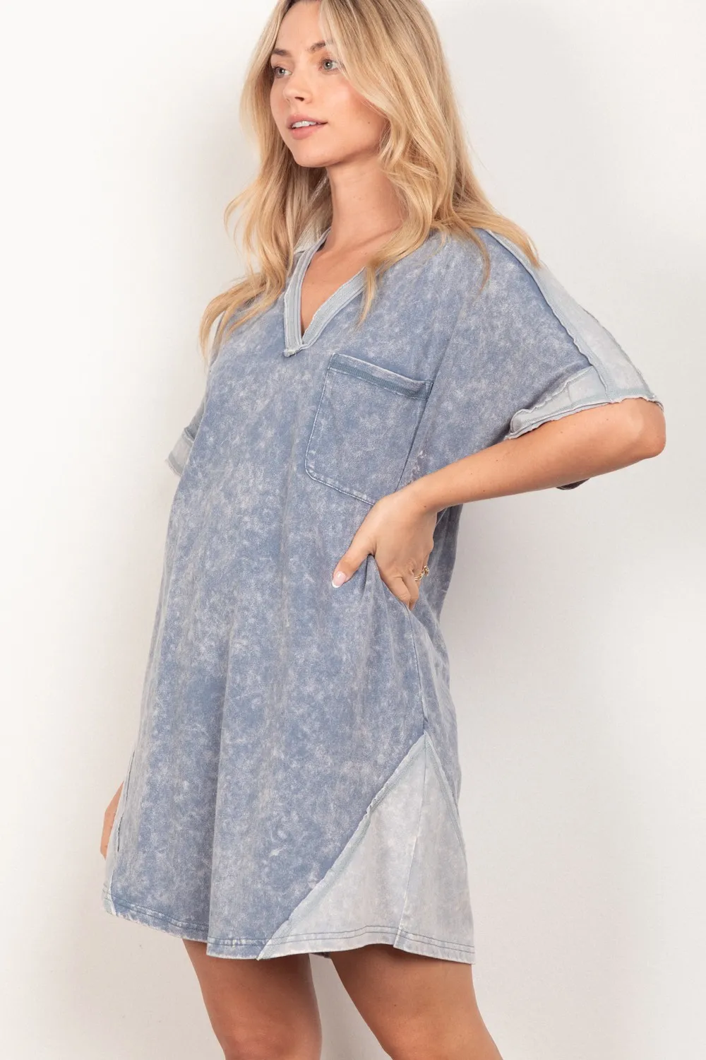 Short-Sleeve-V-Neck-Tee-Dress-Denim-3