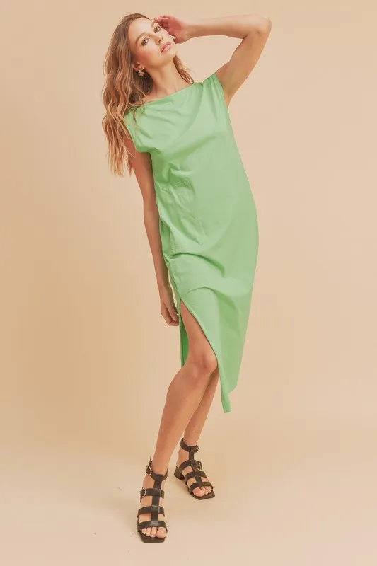 Side-Slit-Round-Neck-Sleeveless-Midi-Dress-Gum-Leaf-2