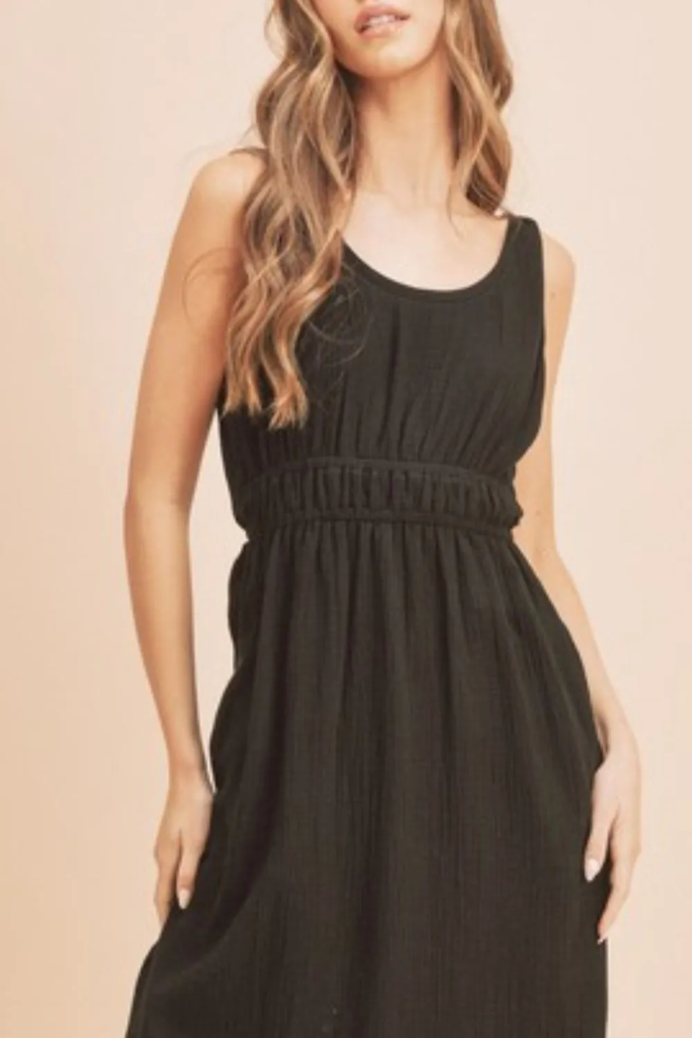 Side-Slit-Round-Neck-Sleeveless-Tank-Dress-Black-2